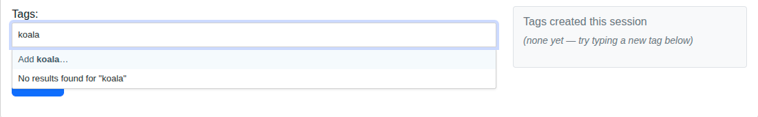Screenshot: Typing a new tag shows the 'Add ...' option