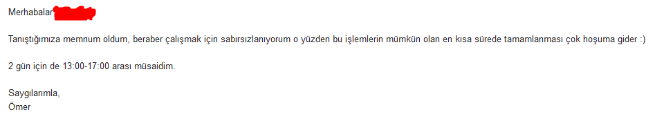 ik ye saat belirtişim