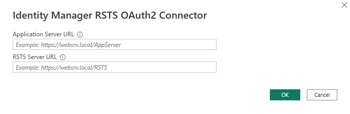 Identity Manager Power BI custom data connector parameters