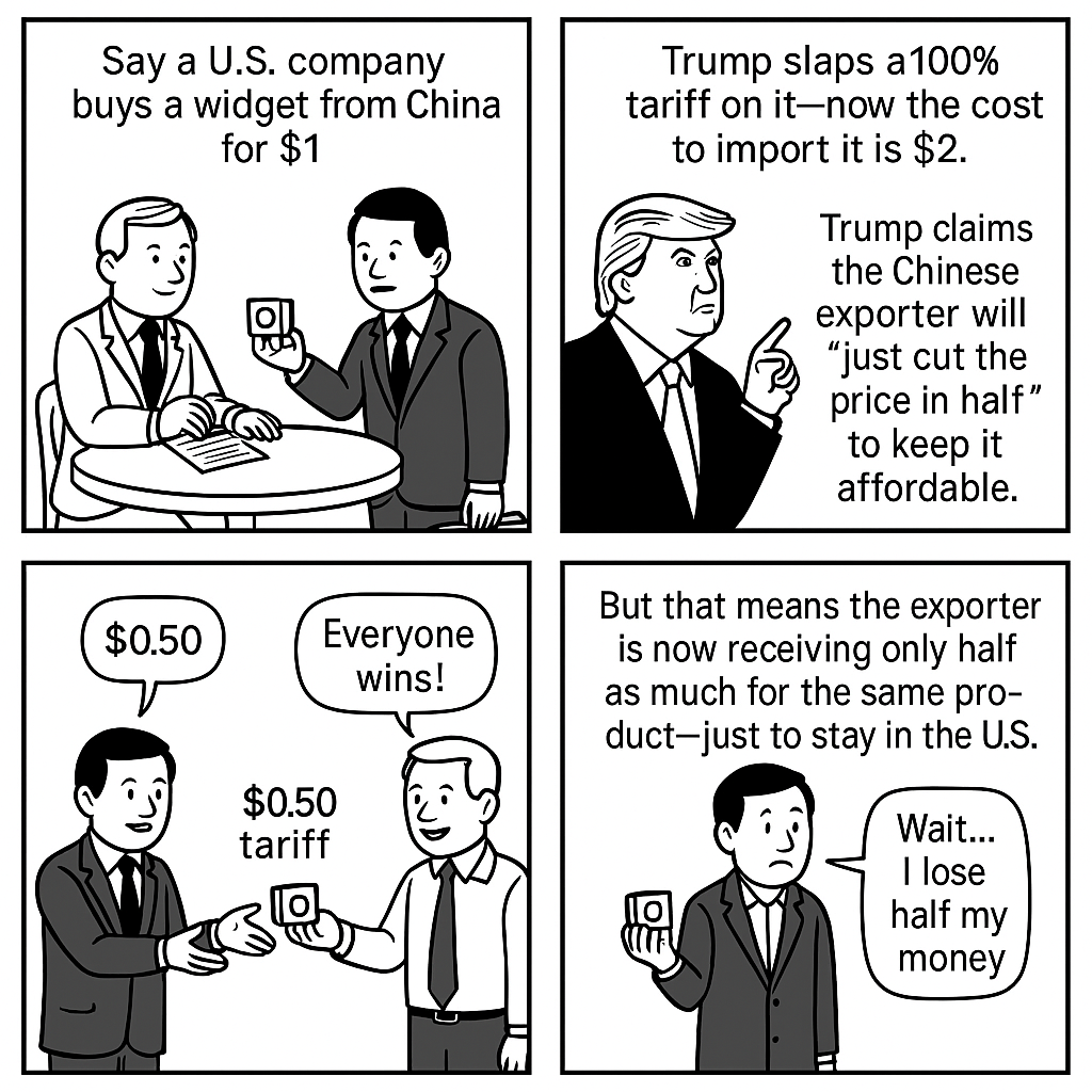 Trump tariff cartoon illustration