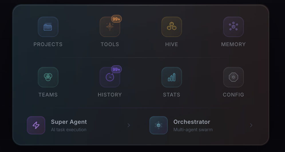 Home Screen Action Grid