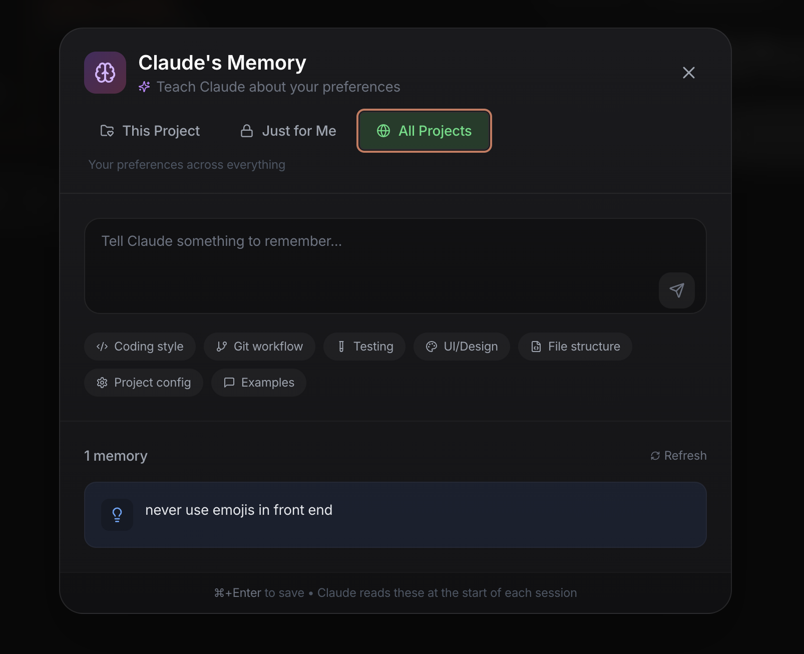 Claude's Memory - Natural language preferences