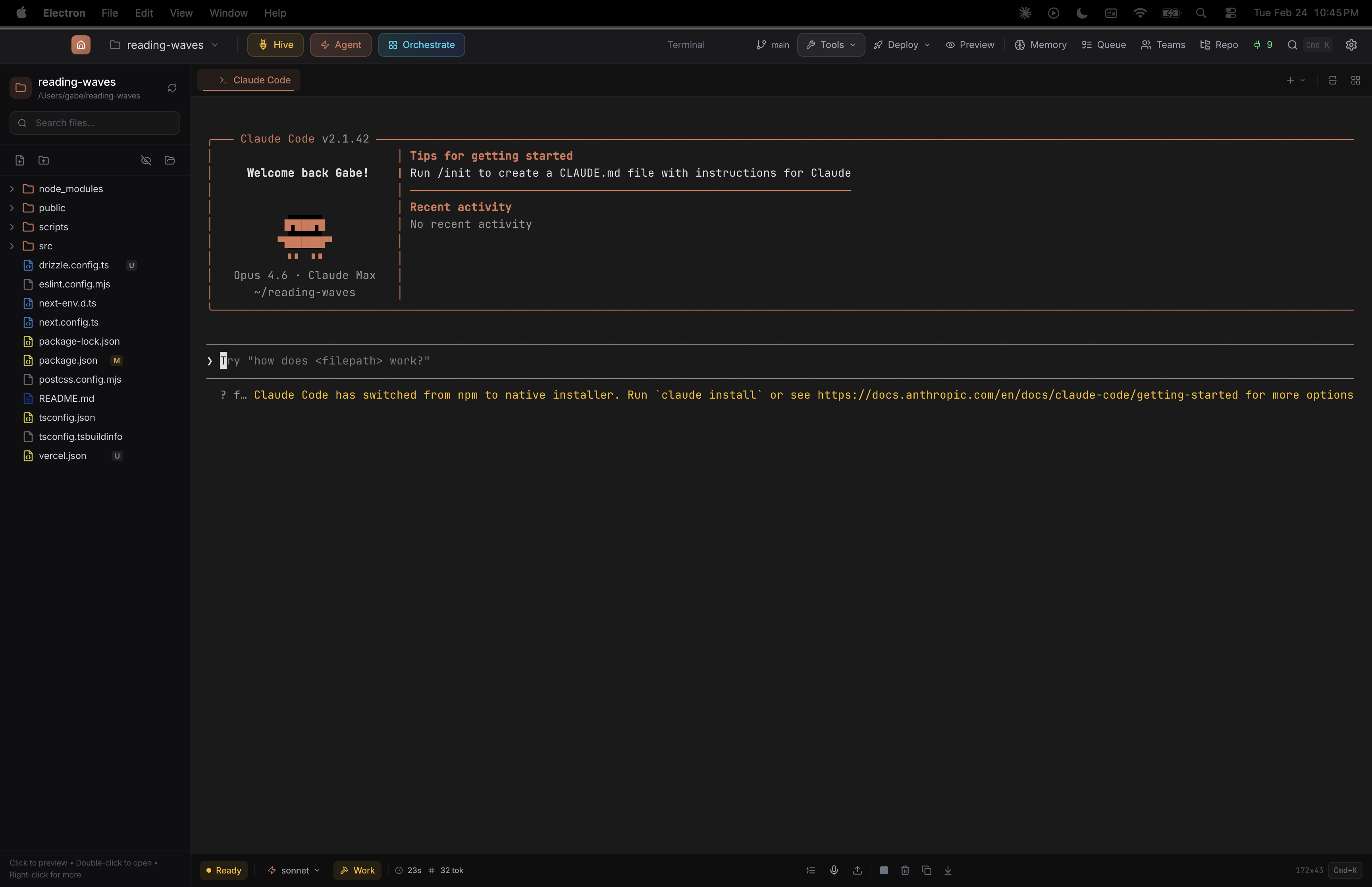 Terminal with Claude Code