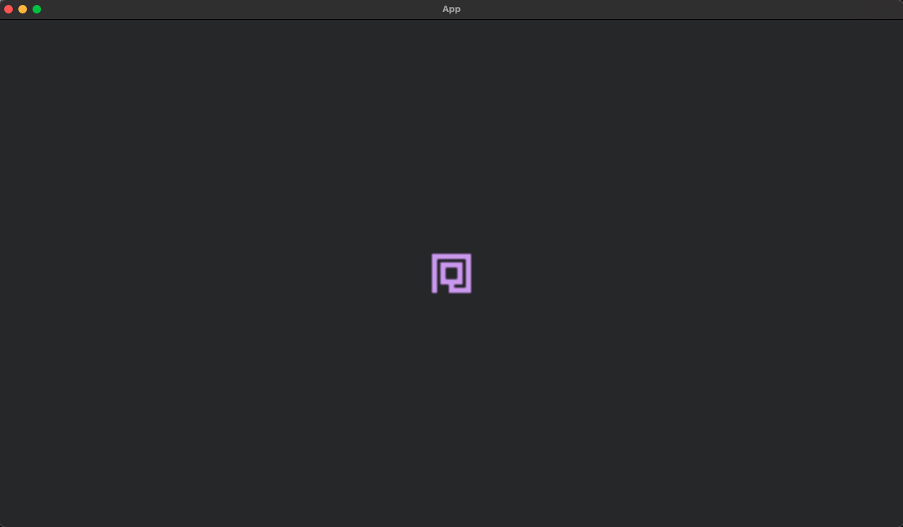 A Bevy app with a blurry image of the player character glyph in the centre.