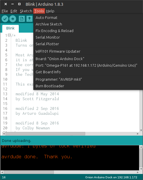 Arduino IDE Tools->Port menu