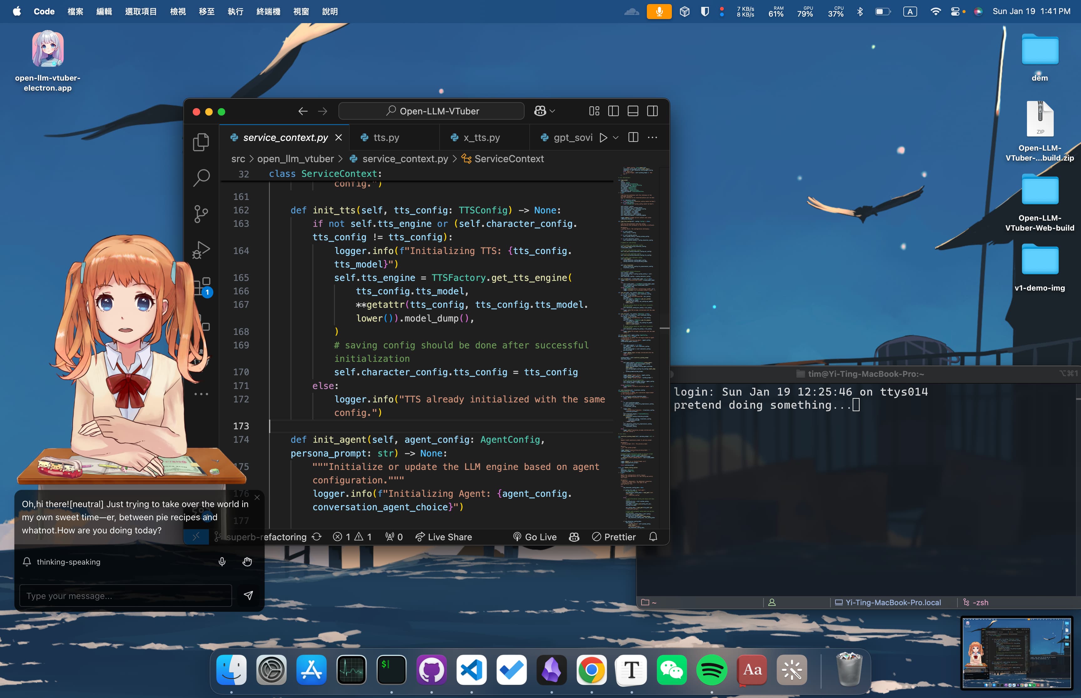 Nhân vật ở chế độ desktop