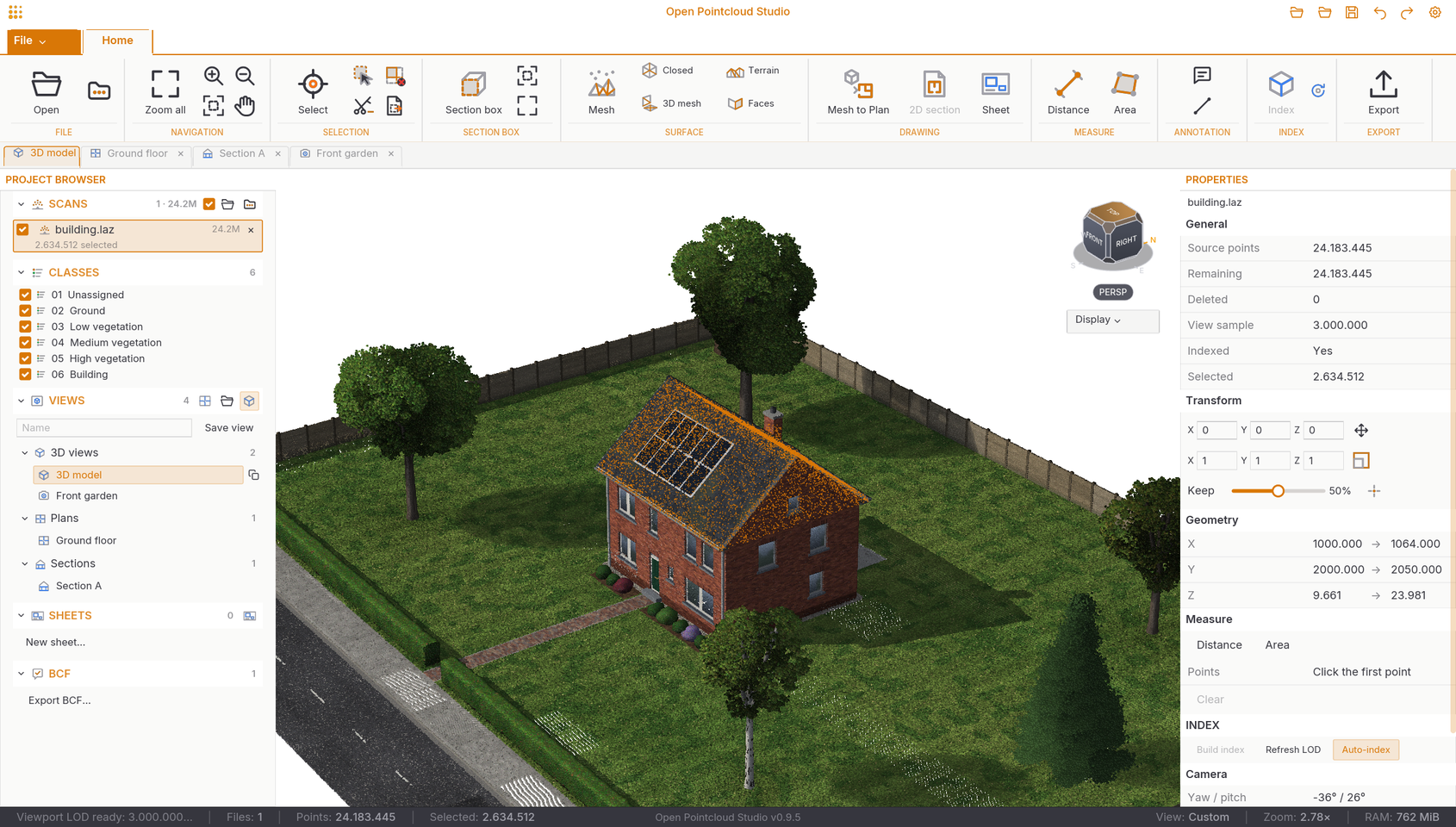 Puntselectie in de 3D-weergave