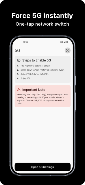 Screenshot 1 of 5G Switcher — opens full size