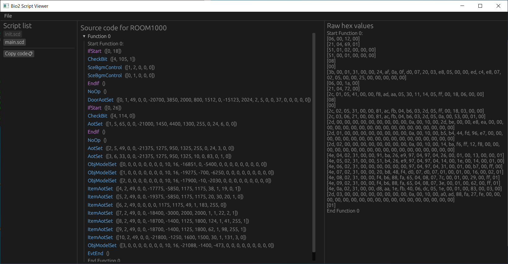 Development Of The Script Viewer OpenBiohazard