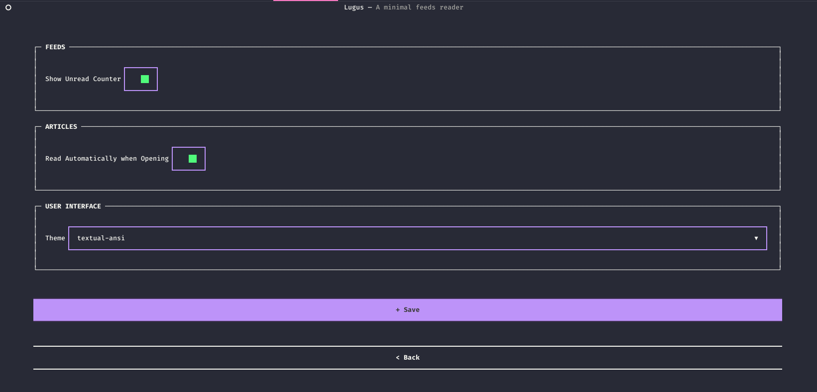 configuration page