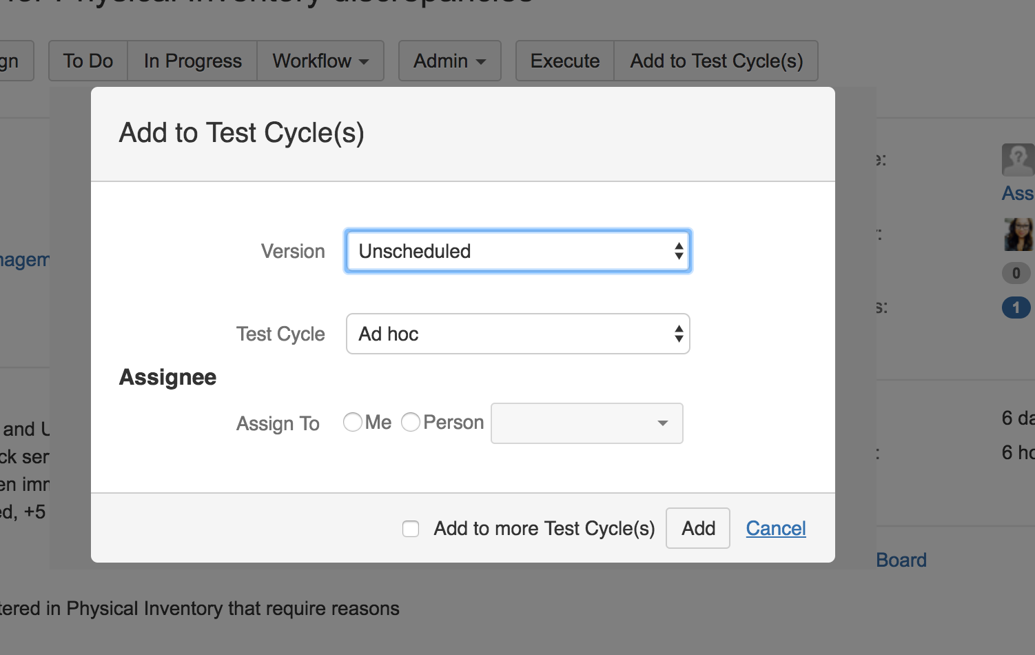 Adding Test Cycle