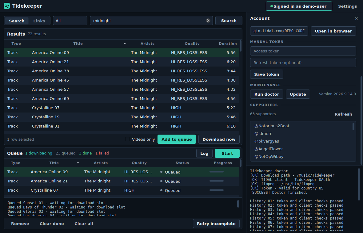 Account screen