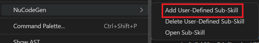 NuCodeGen menu