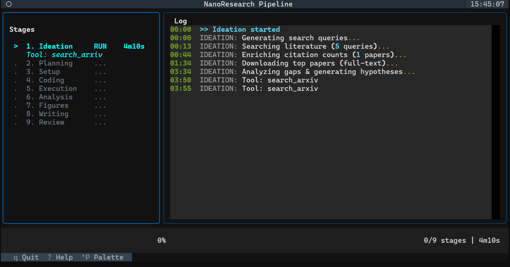 NanoResearch CLI TUI 模式