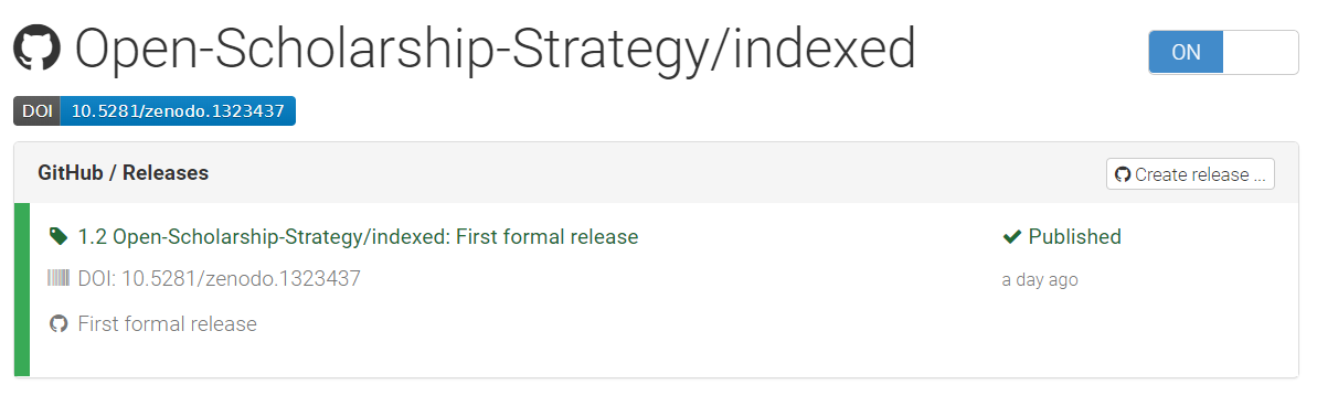 Create a new release. Example here using the Open Scholarship Strategy, for which a first release already exists