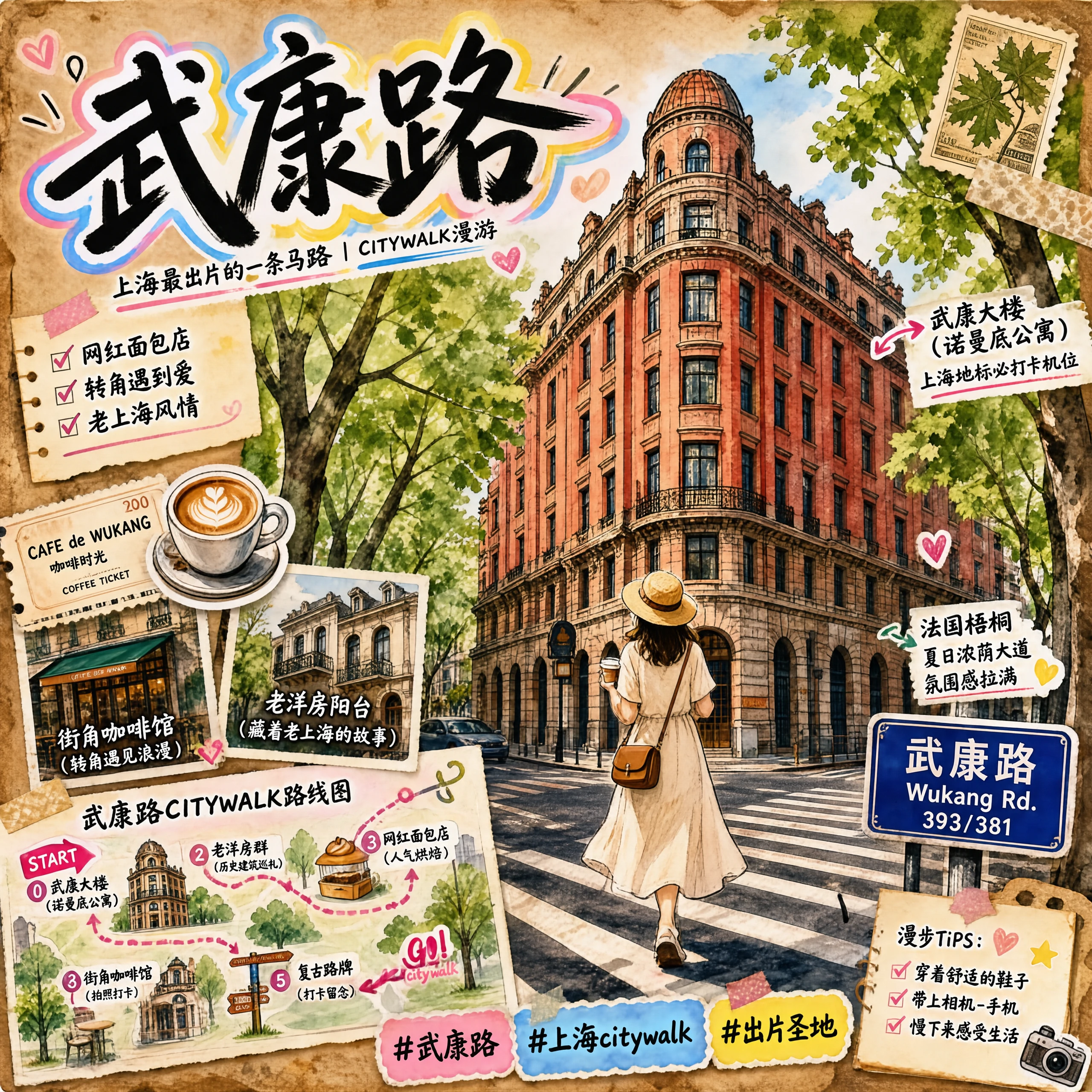 Wukang Road travel-journal poster generated by SenseNova-U1.5 (Preview)