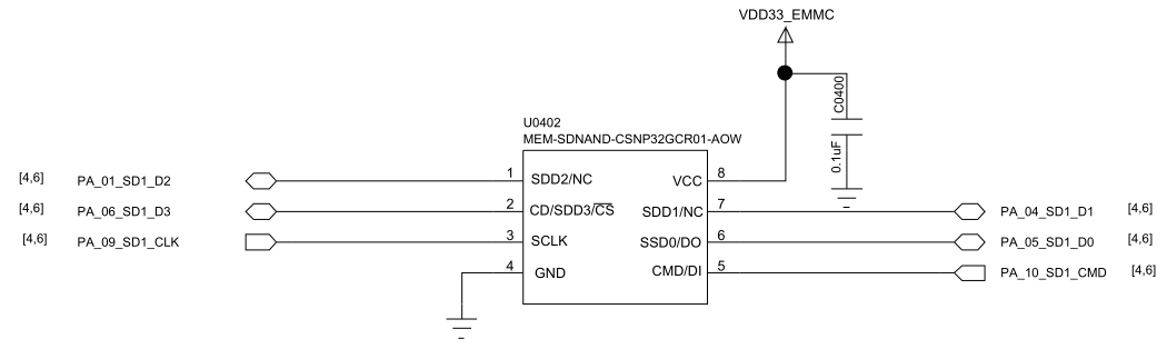SD NAND Connection Reference Circuit