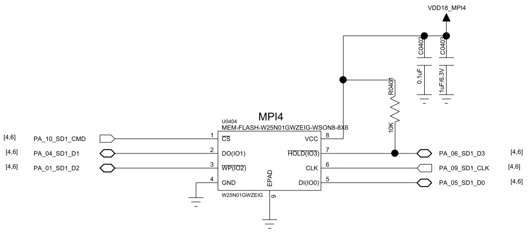 SPI NAND Flash Connection Reference Circuit