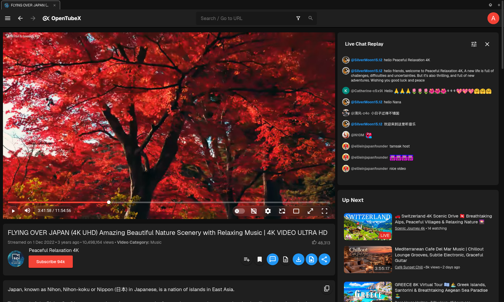 OpenTubeX video player