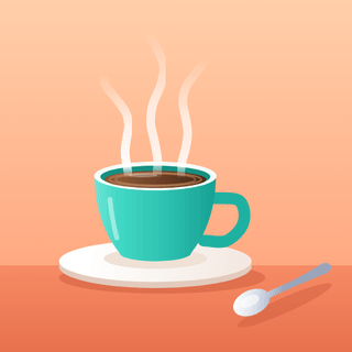 Animated coffee cup with rising steam
