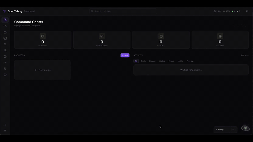 OpenYabby walkthrough — voice-driven multi-agent execution