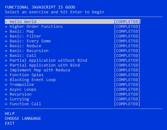 functional javascript workshop completed