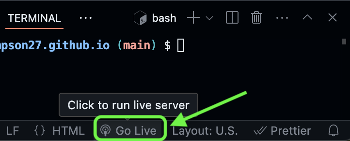 Go Live button in GitHub Codespaces