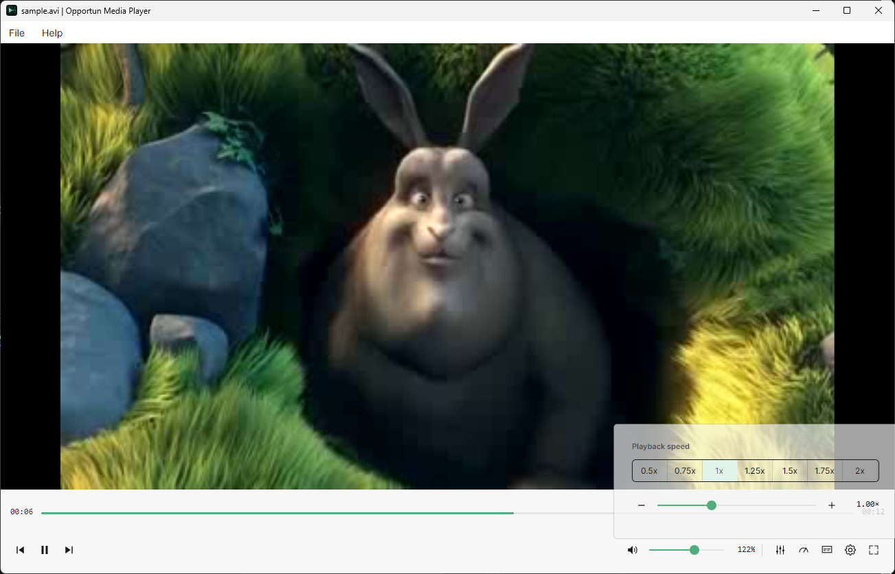 Opportun Media Player main window, light theme