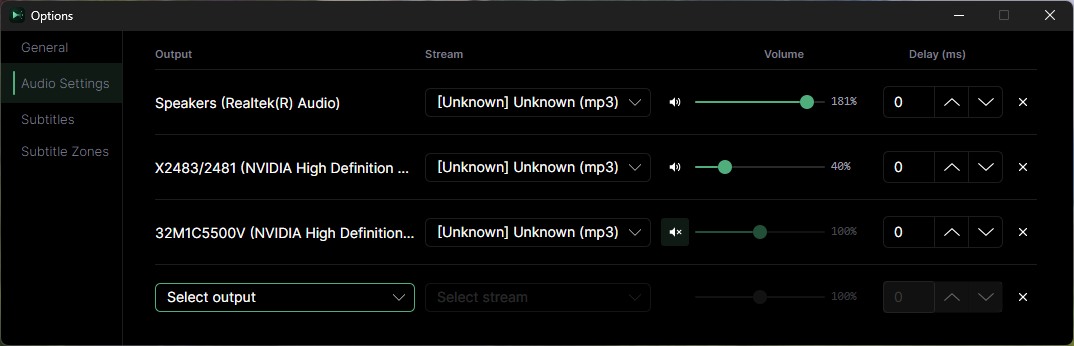 Audio routing settings, sending tracks to multiple output devices