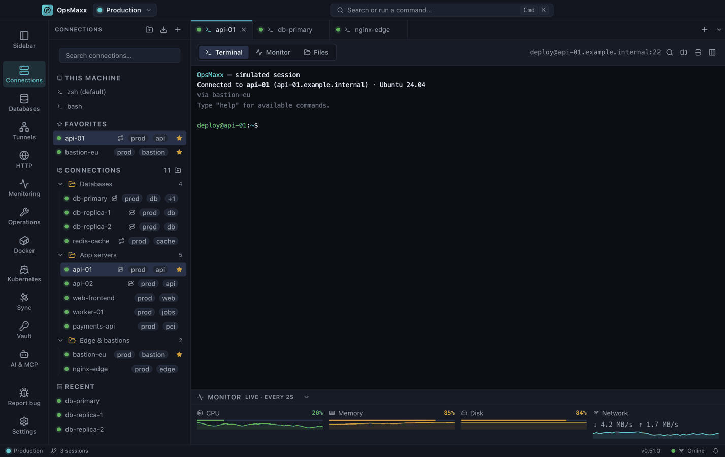 OpsMaxx main window