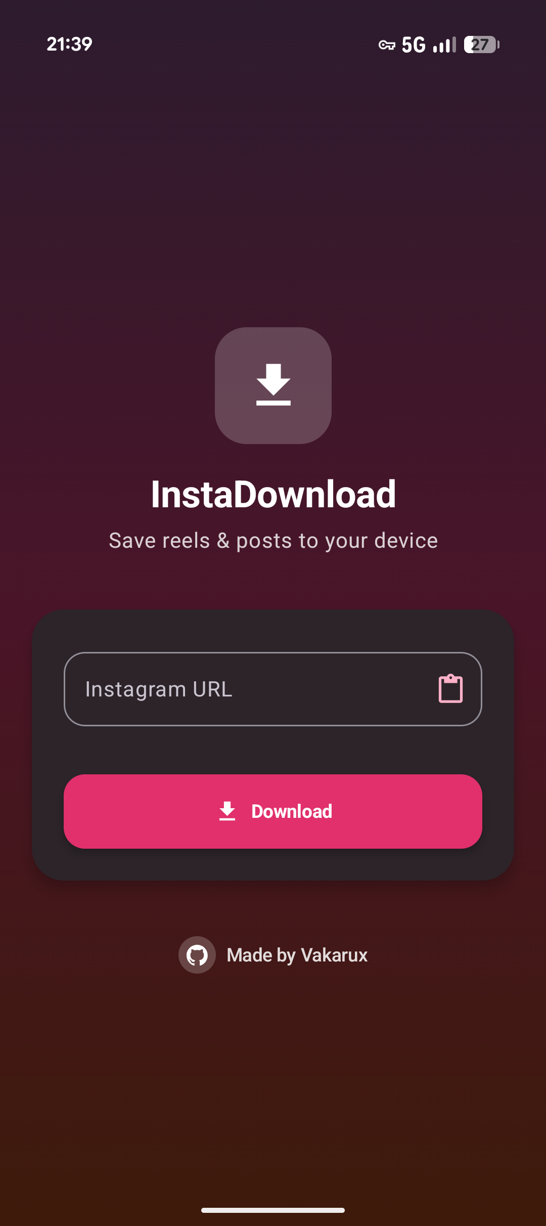 InstaDownload dark theme