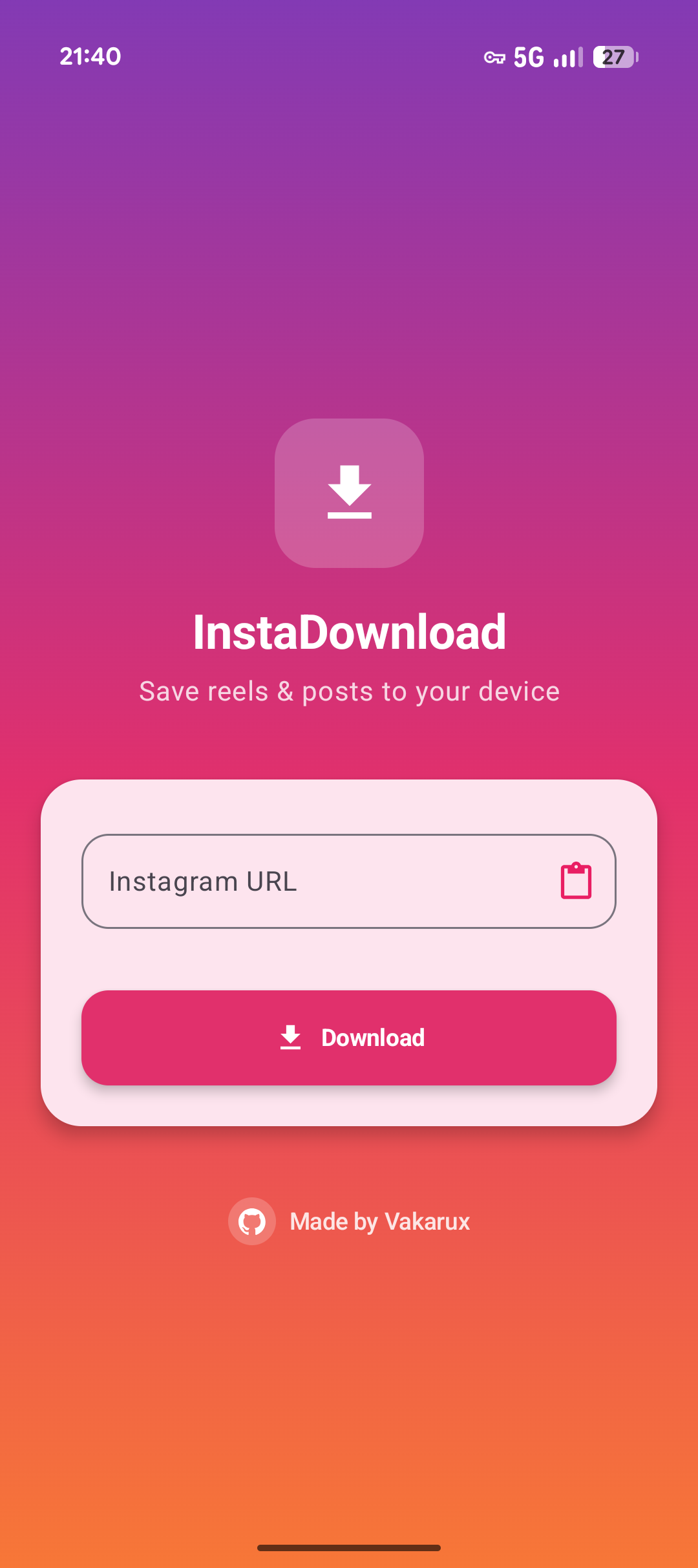 InstaDownload light theme