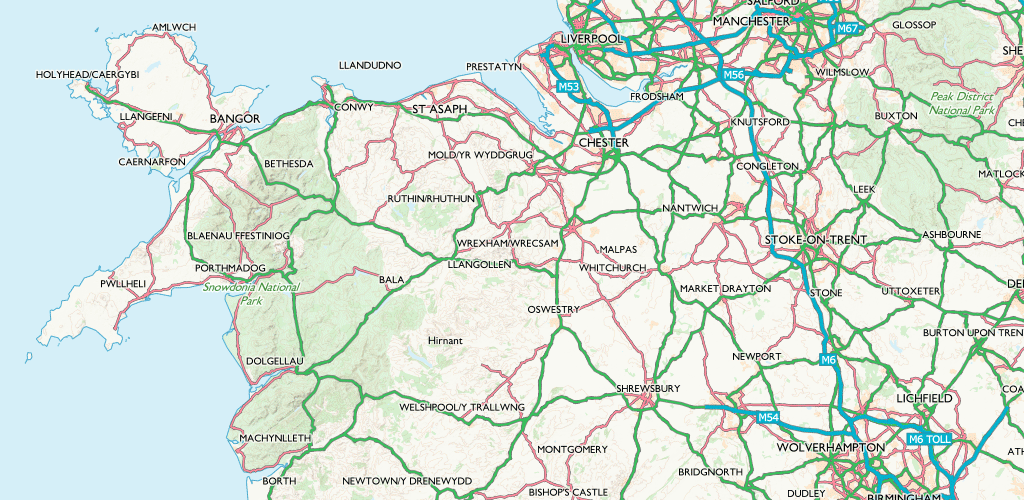 Animated GIF showing an extract of OS Zoomstack transitioning between different map styles. The sequence cycles through Road, Light, Outdoor, and Dark styles, demonstrating how the same geographic area appears under each visual theme