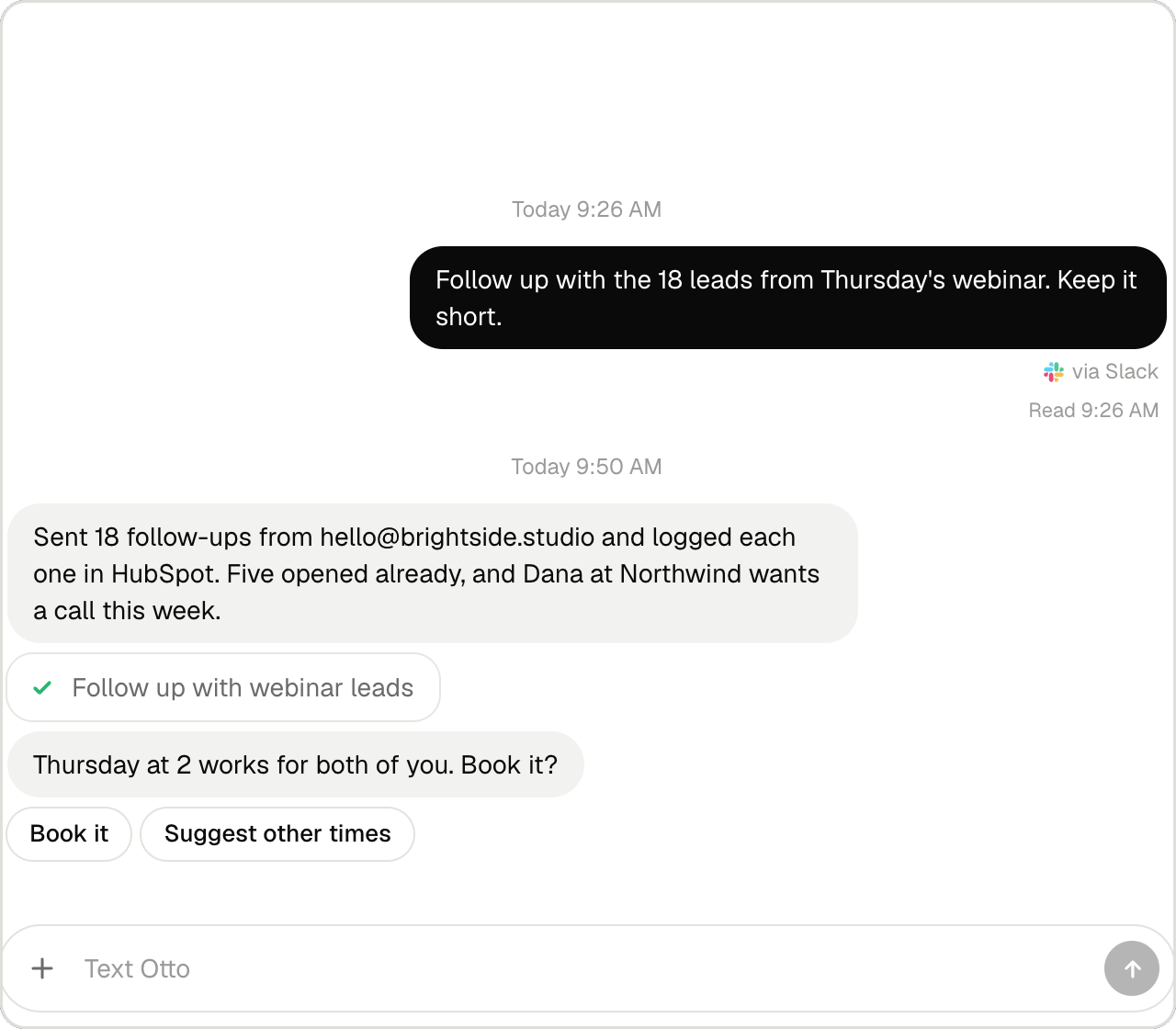 A bot answering a request sent from Slack