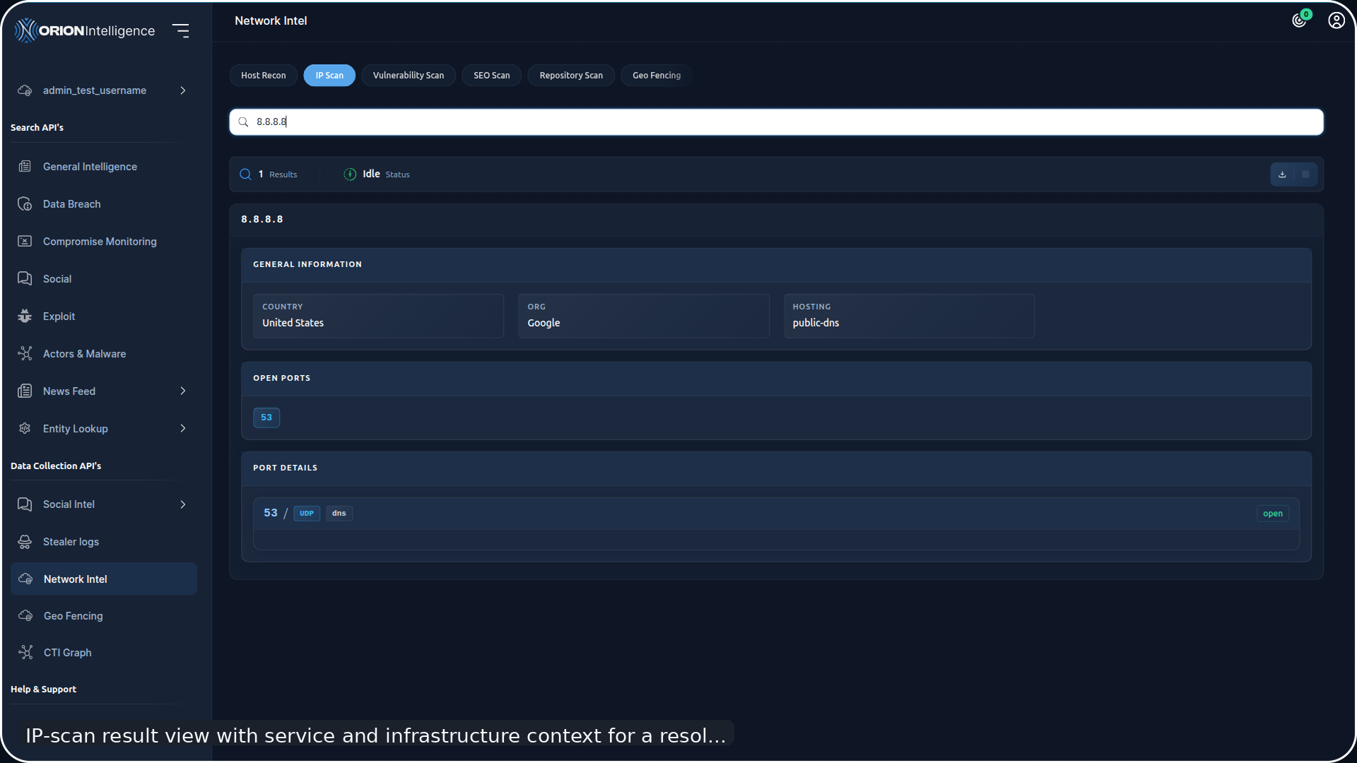 Network Intel IP Scan