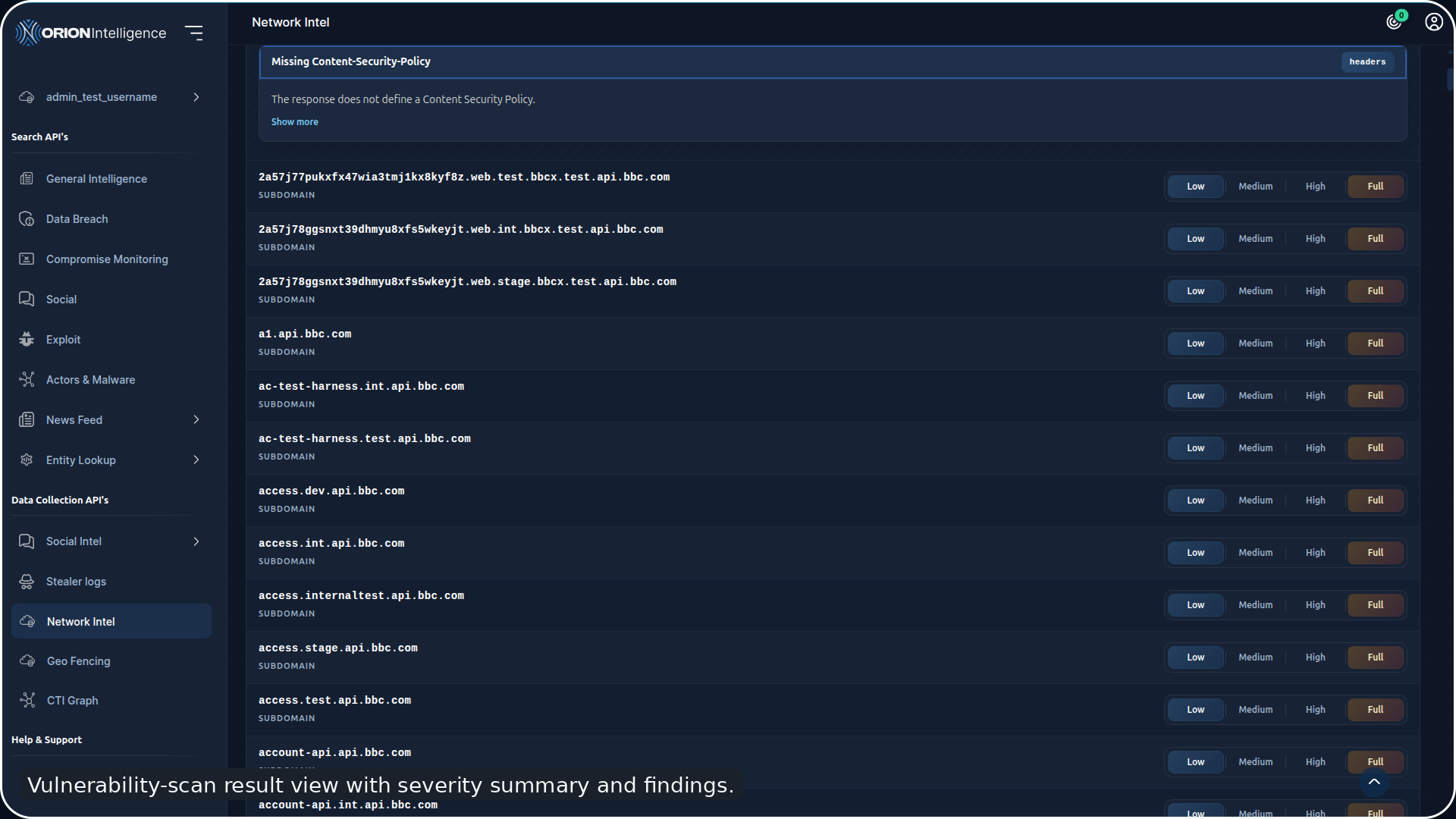 Network Intel Vulnerability Scan