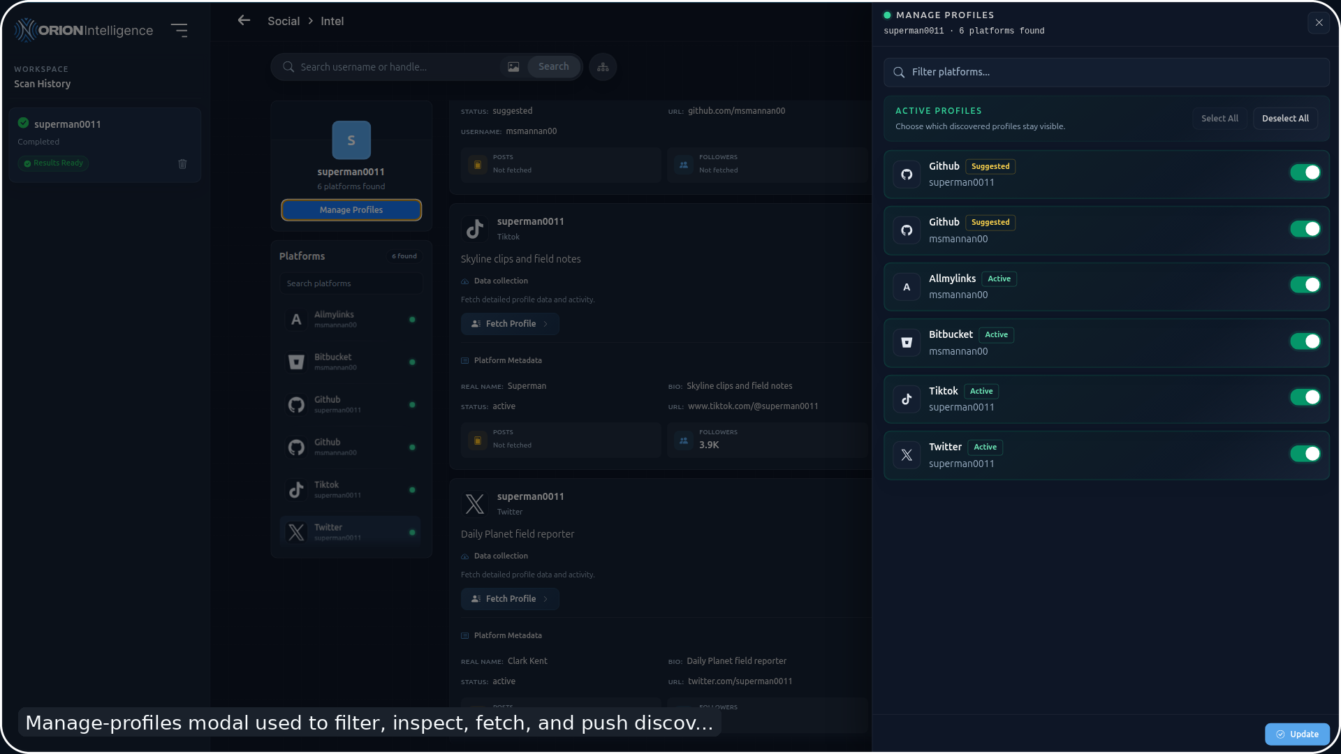 Social Manage Profiles