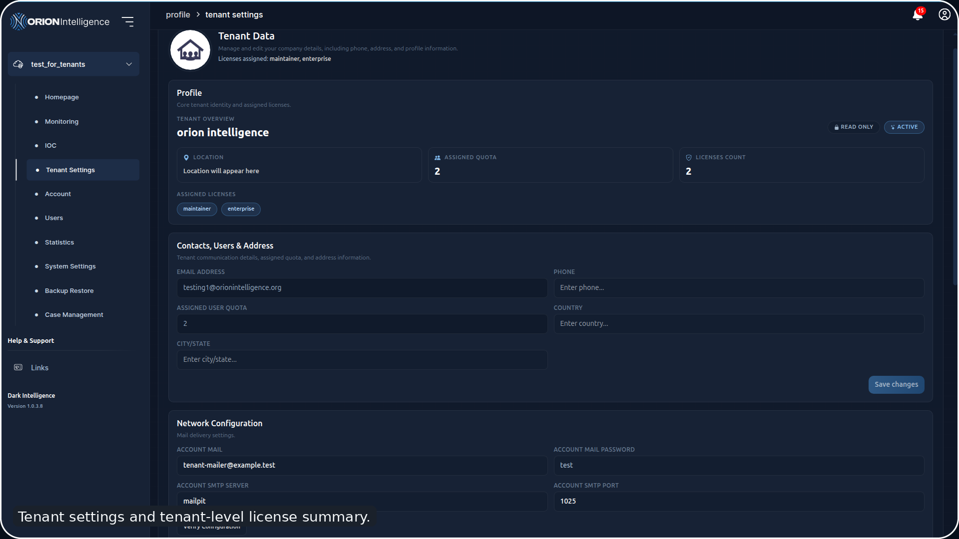 Tenant Settings