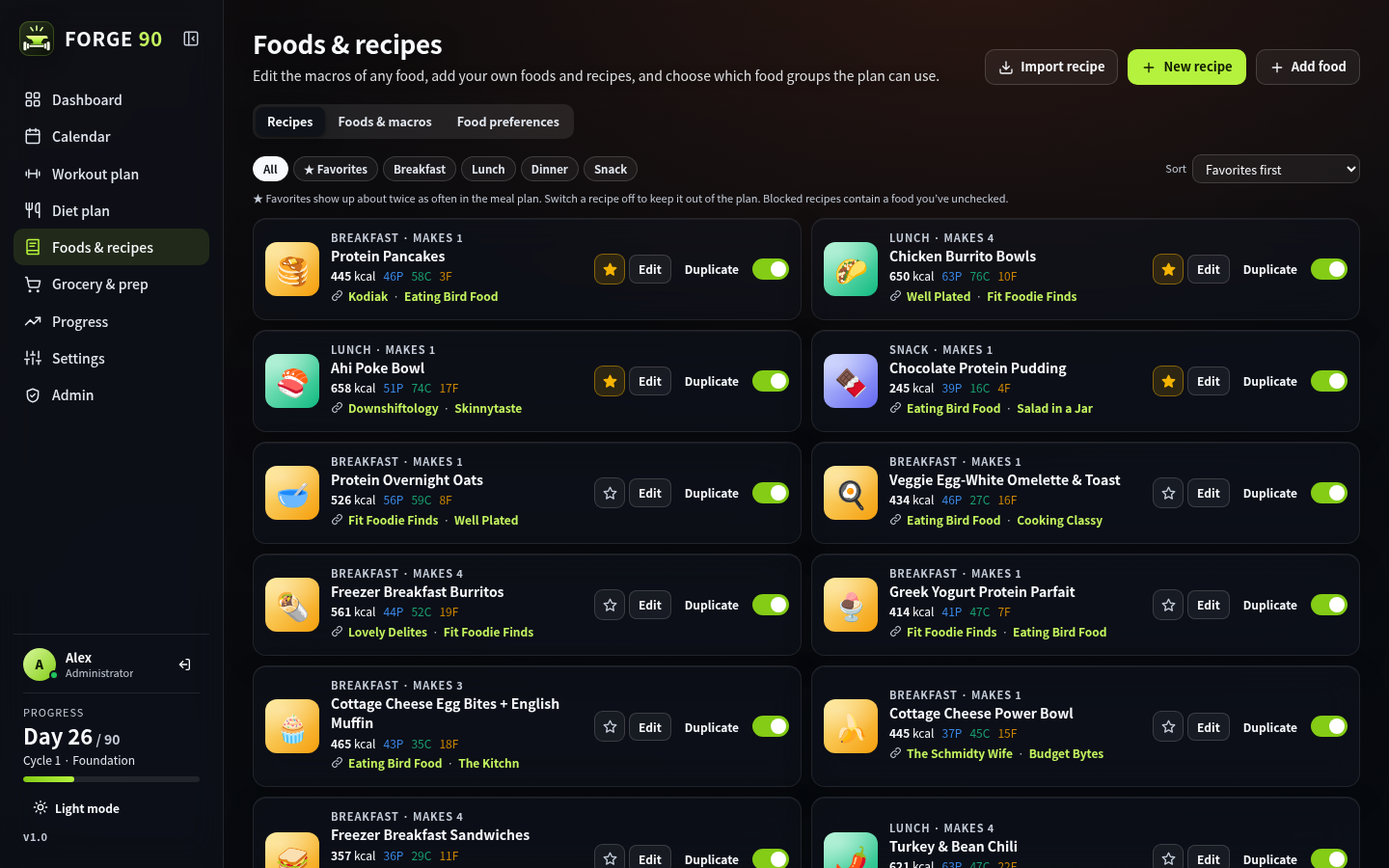 Foods and recipes