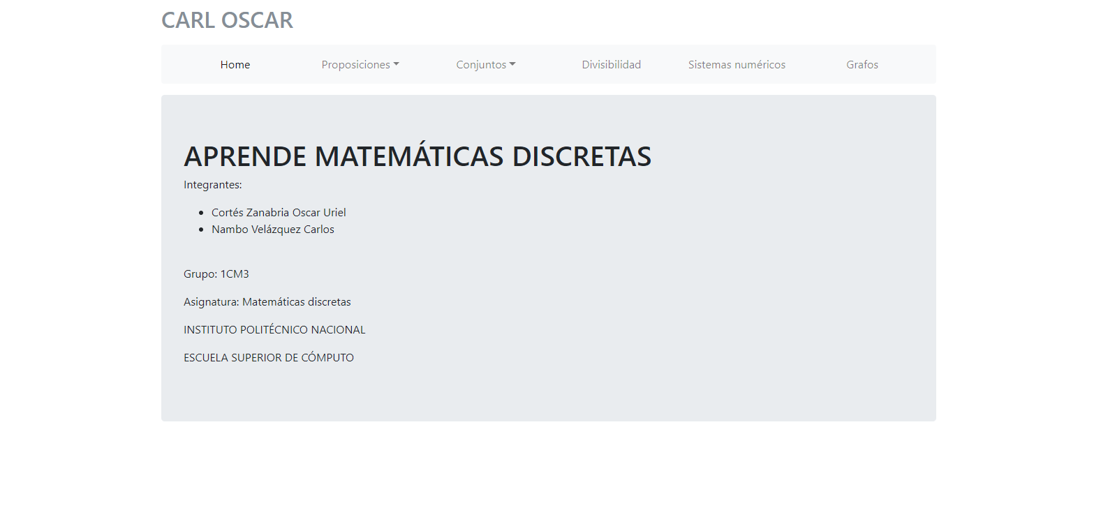 GitHub - OscarUrielCZ/Matematicas_discretas: Una sencilla página web ...