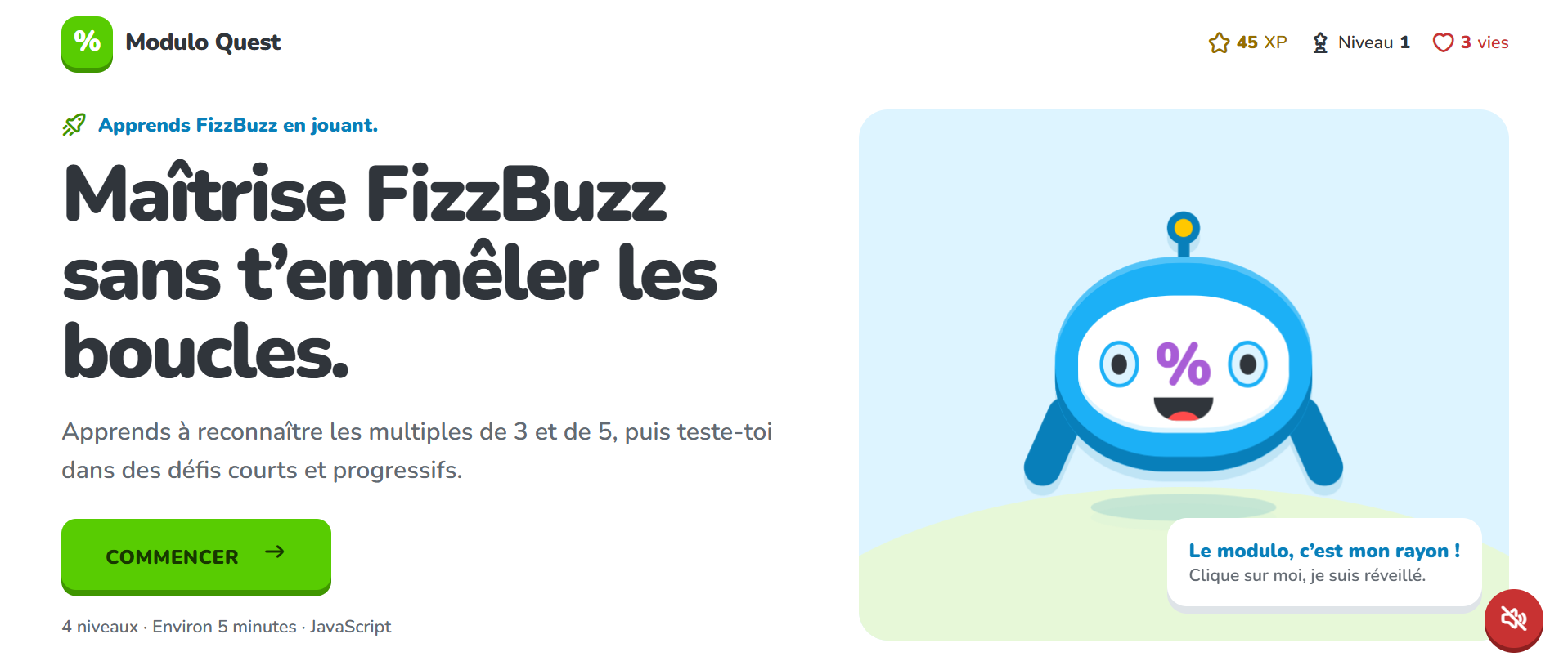 Accueil de Modulo Quest