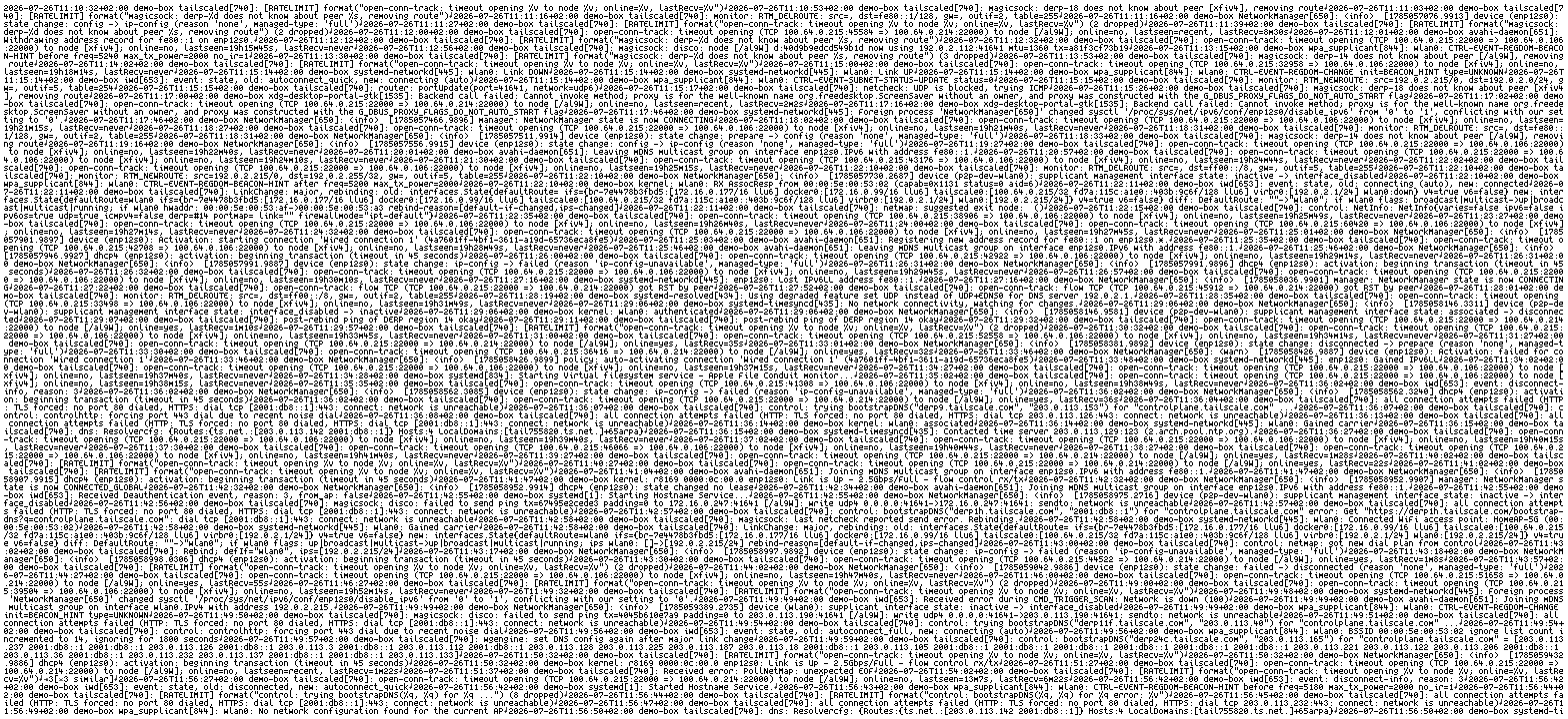 a rendered page: dense 5x8-pixel text, 312 columns of system log