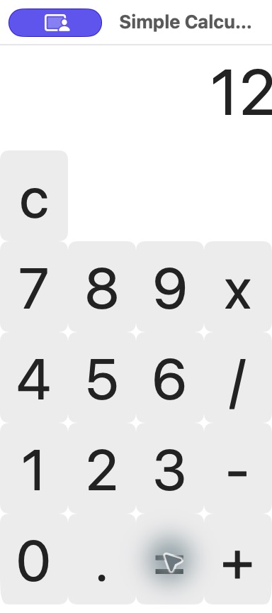 Actual public Simple Calculator APK in a native macOS window, showing 12.