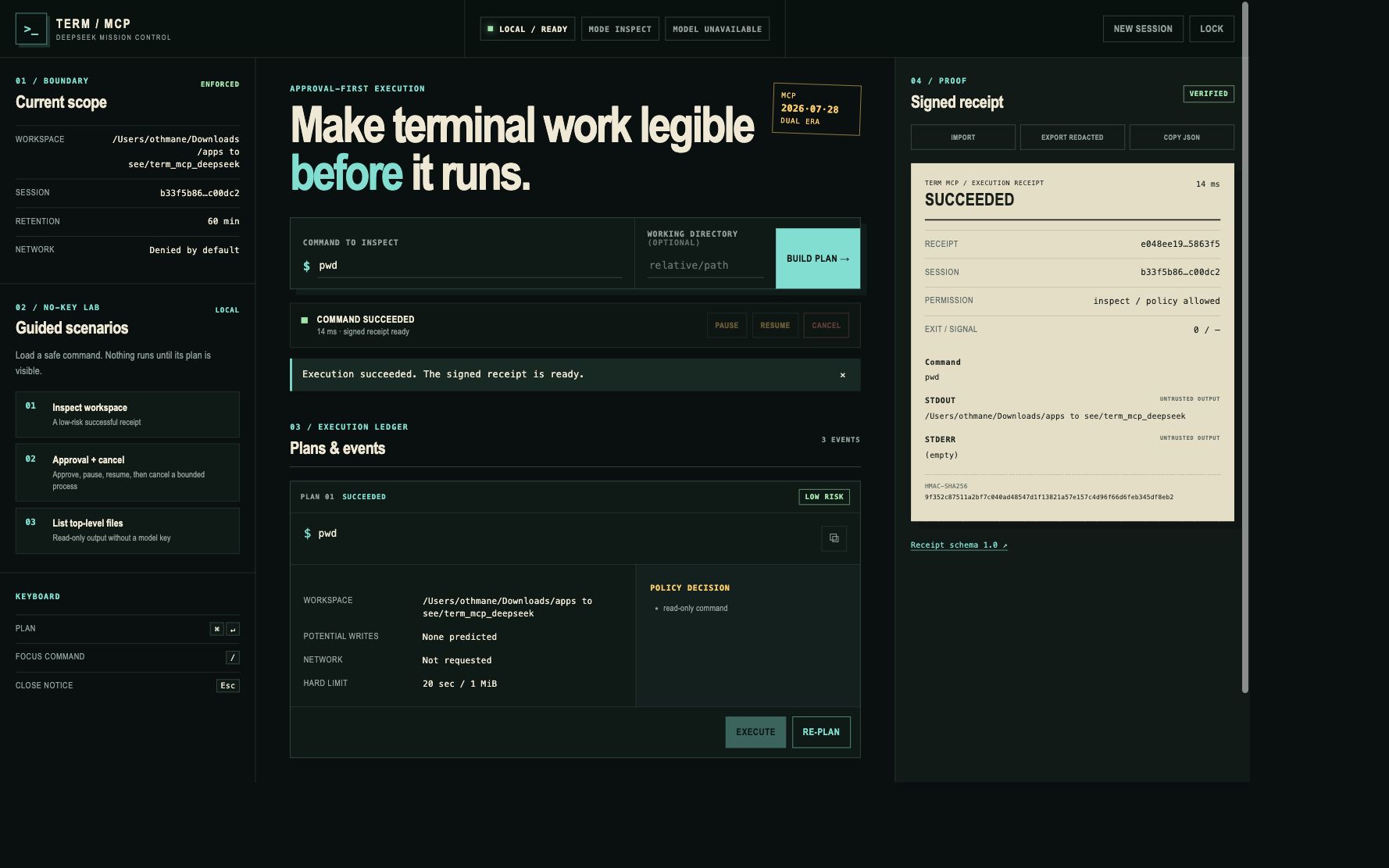 Term MCP DeepSeek approval-first mission control