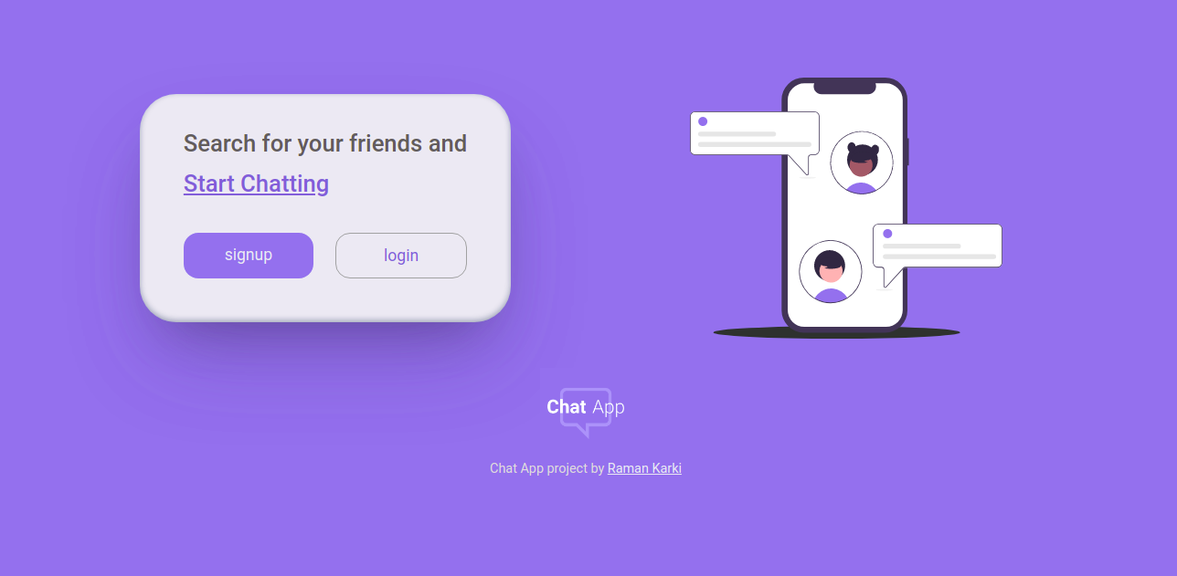 home page for chat app