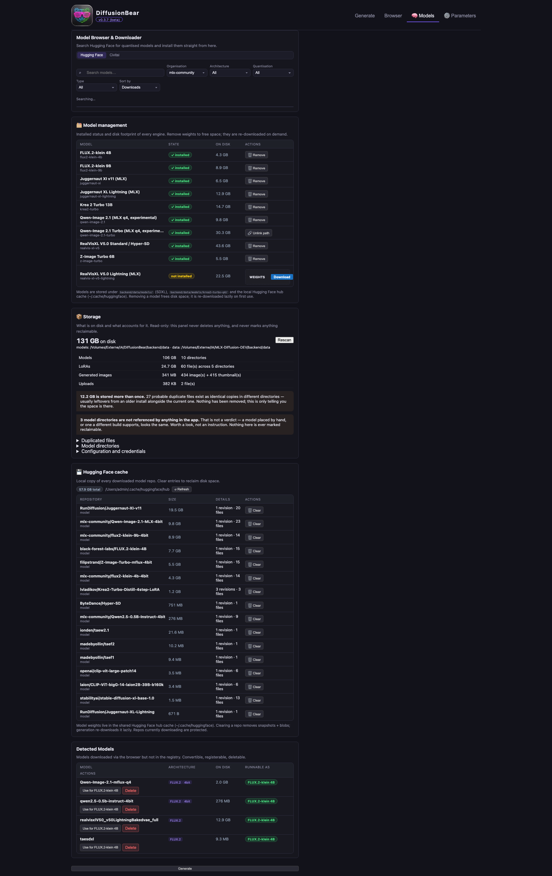 The models tab