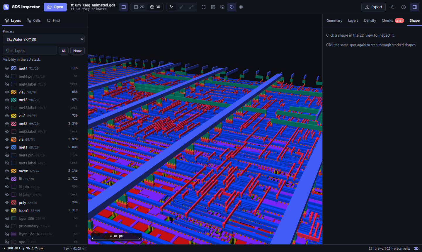 3D metal stack view