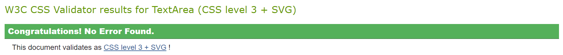 CSS validator results indicated the CSS in this project is valid.