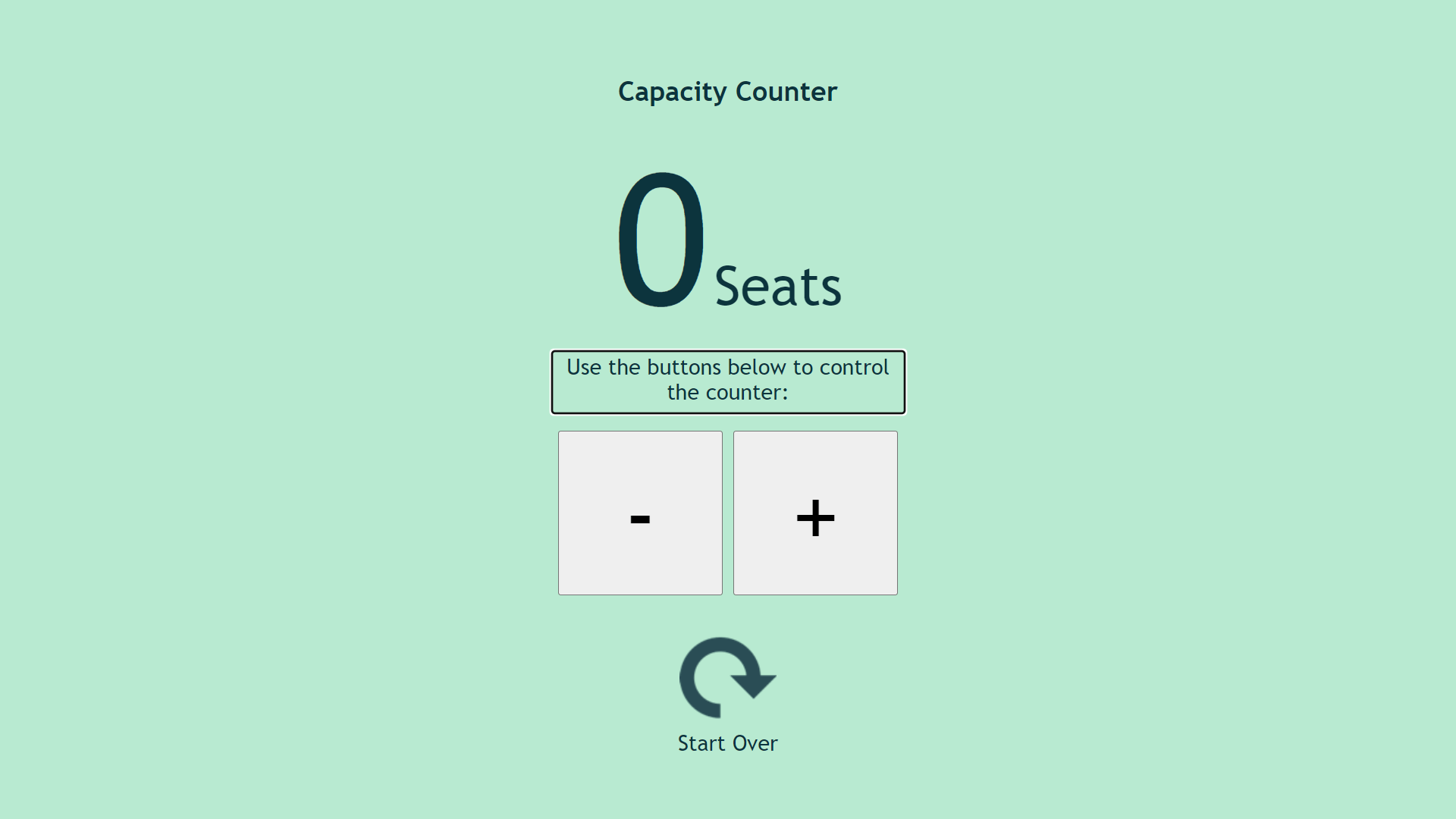 Initial state of the counter, after the user sets their parameters.