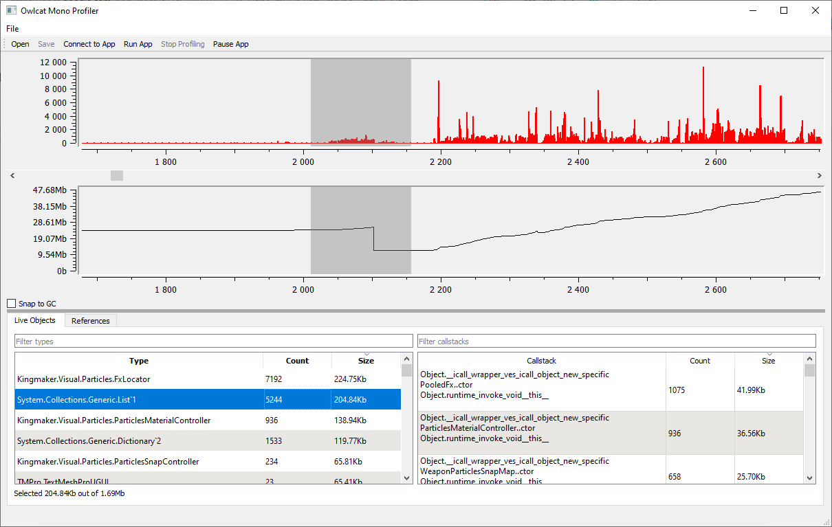 Profiler UI screenshot